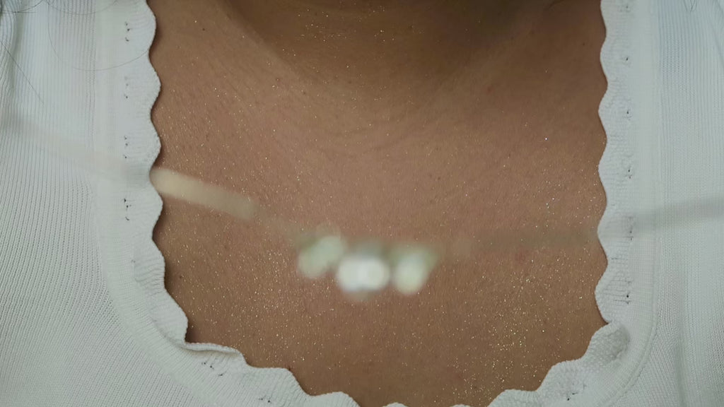 collier articulé argenté améthyste verte taillée en poire perles en argent 925